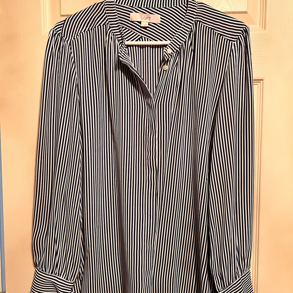 LOFT Monochrome Striped Blouse